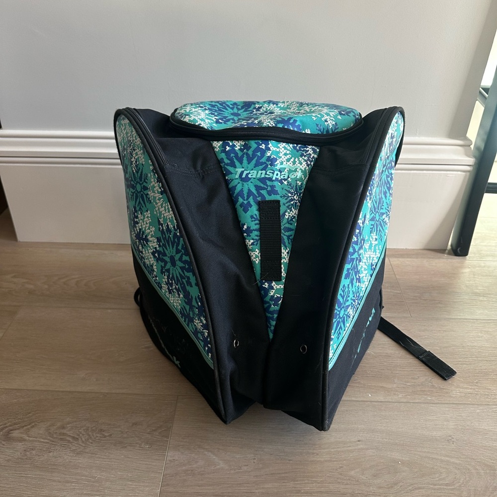 Transpack Blue and Black Snowflake Backpack